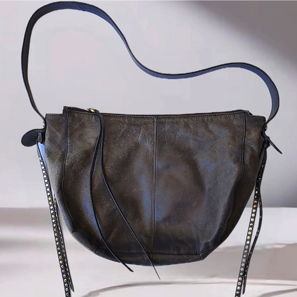 HOBO Black and Gray Shoulder Bag with Chain Detail